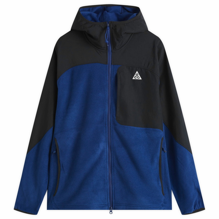 Photo: Nike ACG Wolf Tree Hooded Fleece Jacket in Black/Blue/White