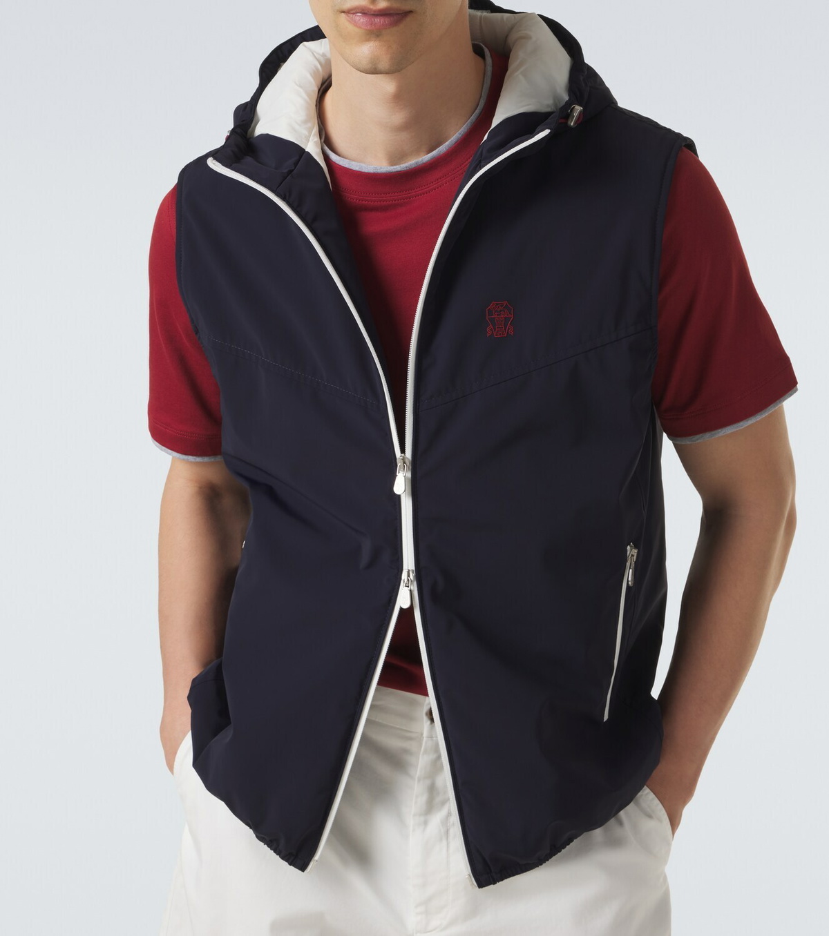 Brunello Cucinelli Logo nylon hooded vest