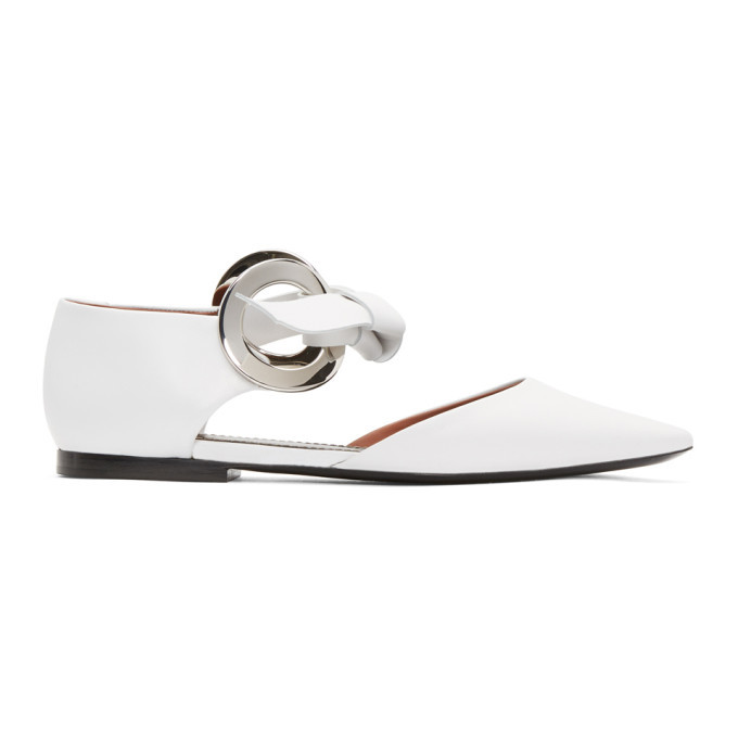 Proenza Schouler White Leather Grommet Dorsay Flats Proenza Schouler