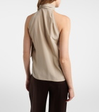 Max Mara Pleated tie-neck silk crêpe de chine top