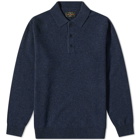 Beams Plus Men's Knit Polo Shirt in Navy