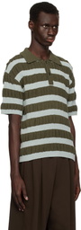 Andersson Bell Blue & Khaki Bubble Stripe Polo