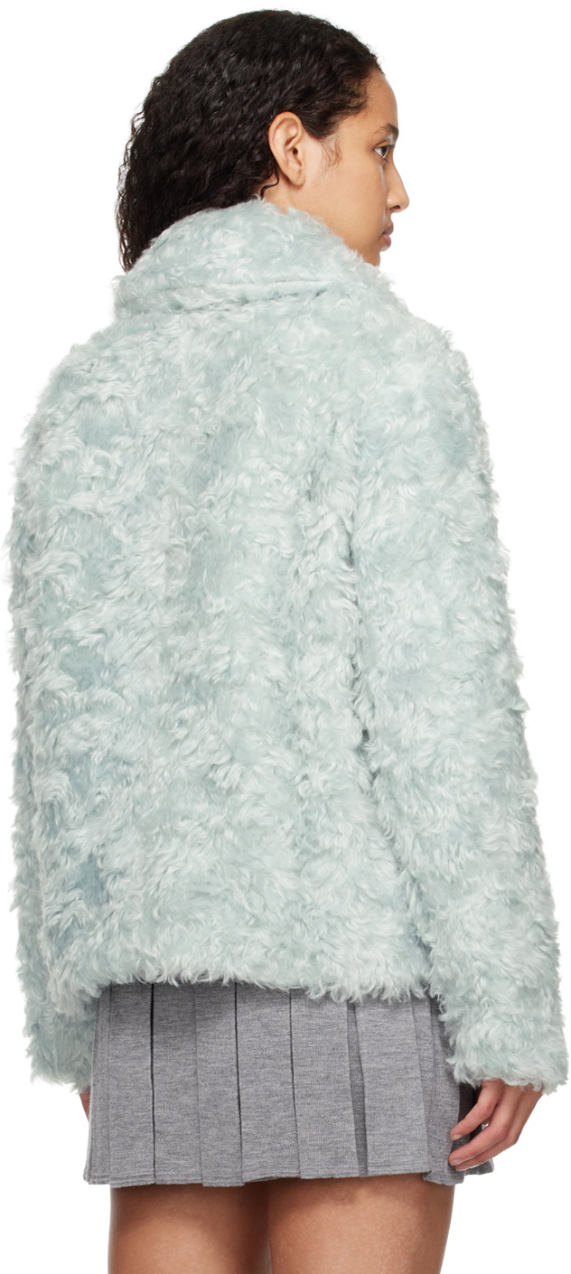 Sandy Liang Blue Peru Faux-Fur Jacket