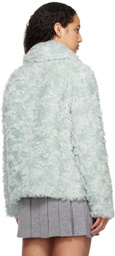 Sandy Liang Blue Peru Faux-Fur Jacket