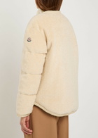 Moncler Ciboulette Braided-trim Padded Fleece Parka Coat Cream