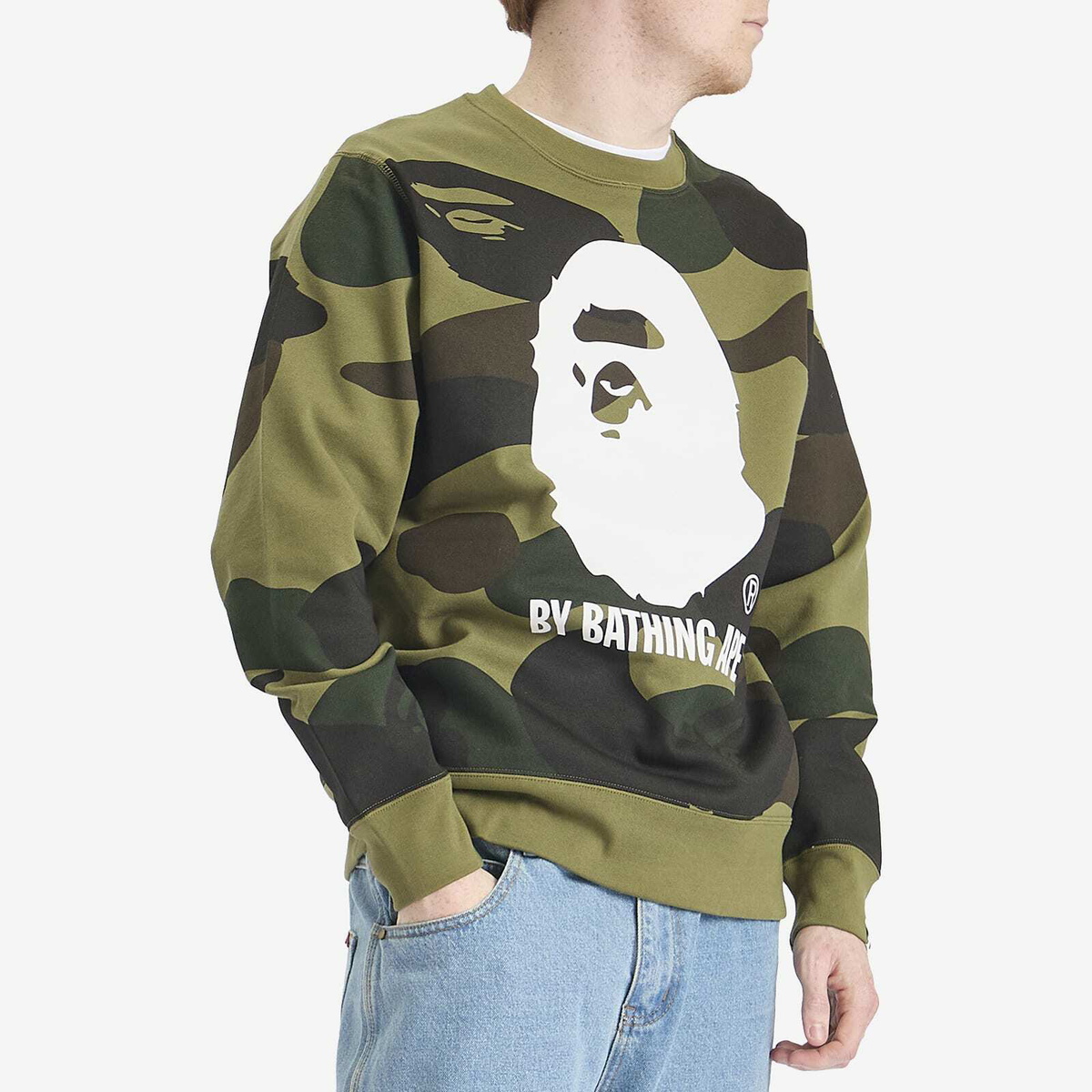 A Bathing Ape Men's Giant 1St Camo By Bathing Ape Crew Sweatshirt in Green