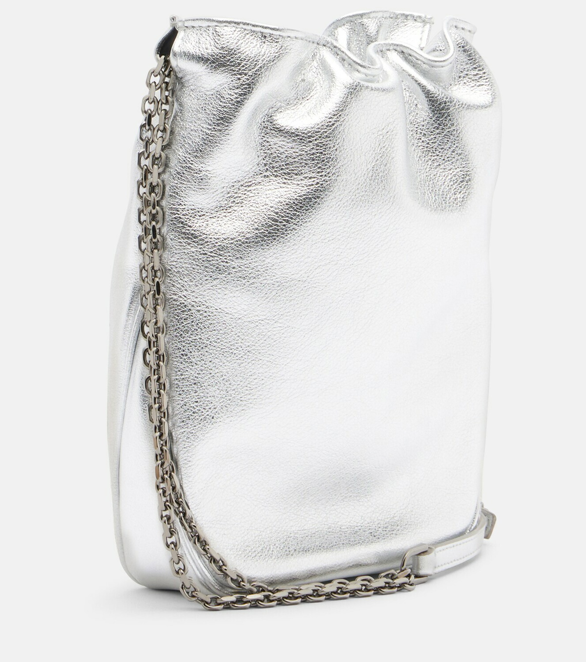 Roger Vivier Pilgrim Nano metallic leather bucket bag