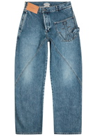 JW Anderson Twisted Workwear Straight-leg Jeans Mid Blu