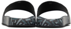 Versace Black Greca Print Slides