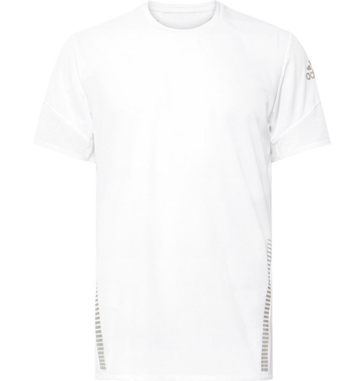 Photo: Adidas Sport - 25/7 Rise Up N Run Parley Mesh-Panelled Climacool T-Shirt - White