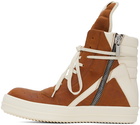 Rick Owens Orange & Off-White Geobasket Sneakers