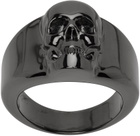 Alexander McQueen Gunmetal Skull Ring