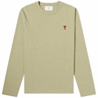 AMI Paris Men's Long Sleeve Small A Heart T-Shirt in Heather Sage