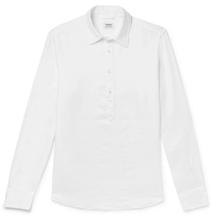 Photo: Aspesi - Linen Half-Placket Shirt - White
