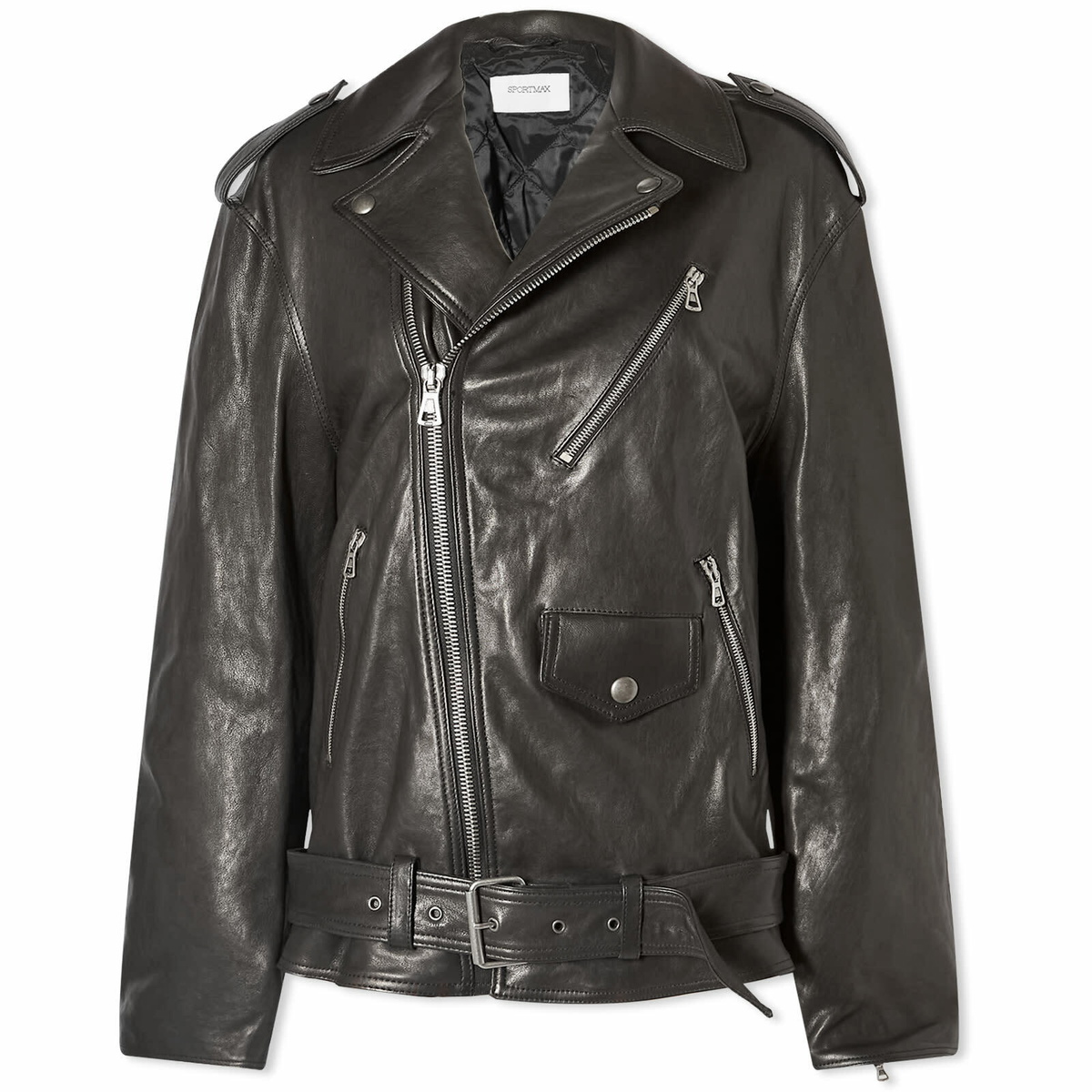 Sportmax Black Gel Leather Jacket Sportmax