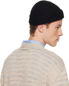 MM6 Maison Margiela Black Ribbed Wool Beanie