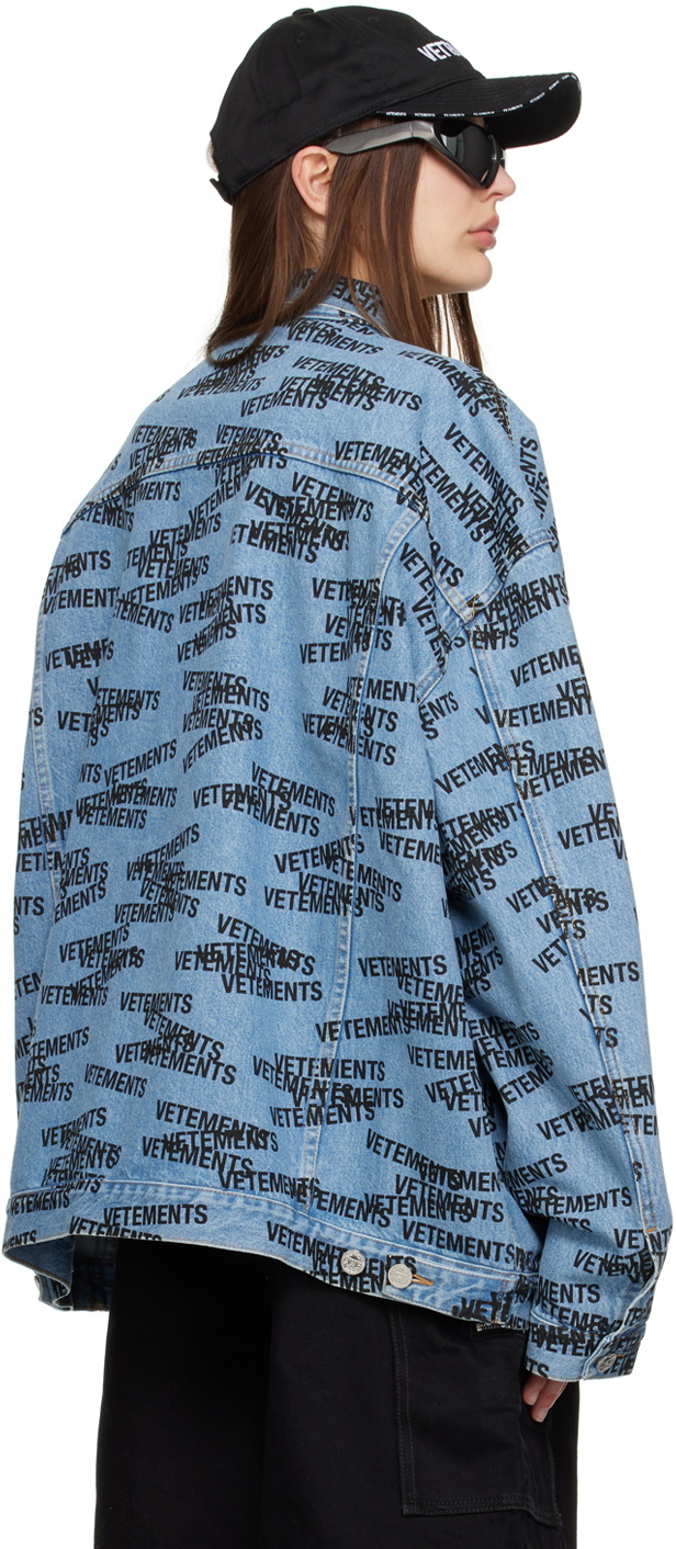 VETEMENTS Blue Stamped Denim Jacket