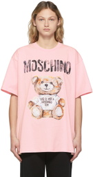 Moschino Pink Large Bear Logo T-Shirt