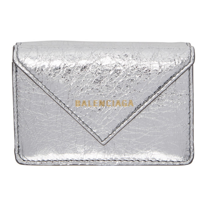 Balenciaga Womens Paper Mini Wallet Blue Leather  Luxe Collective
