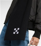 Off-White - Logo ribbed-knit wool scarf