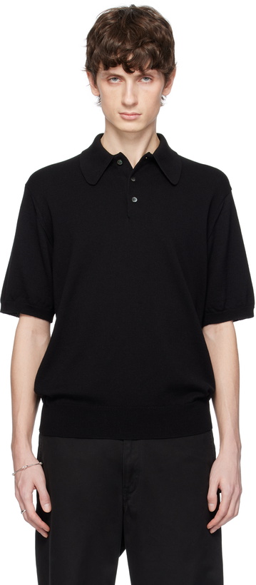 Photo: TAKAHIROMIYASHITA TheSoloist. Black Regular Fit Collar Short Sleeve Polo