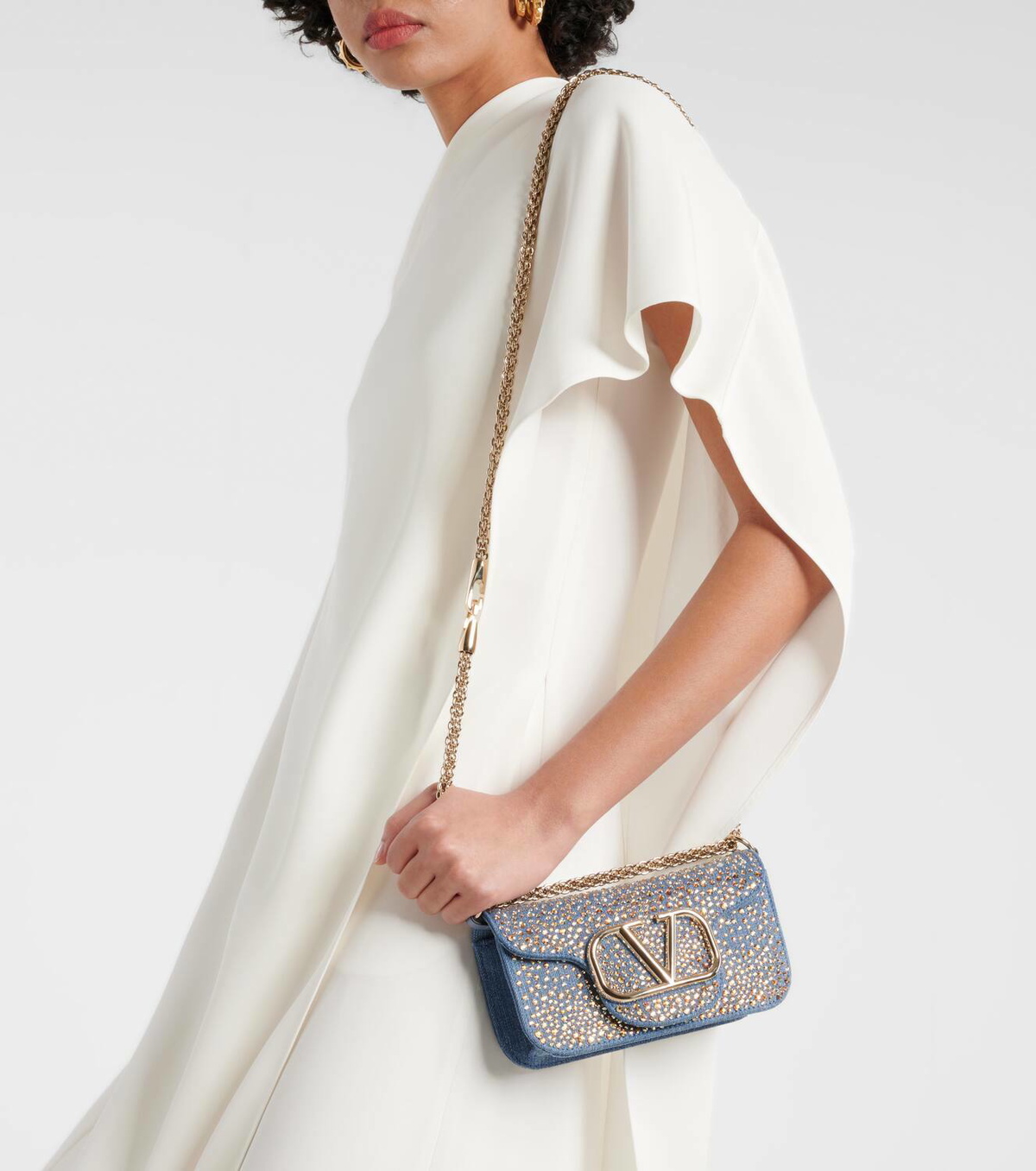 Valentino Garavani Locò Small embellished denim shoulder bag
