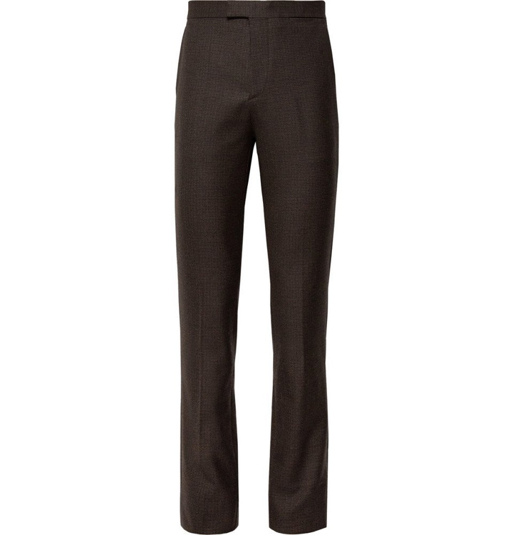 Photo: Raf Simons - Brown Slim-Fit Checked Wool Suit Trousers - Brown