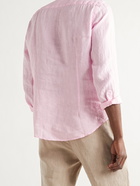 ALTEA - Grandad-Collar Linen Shirt - Pink - S