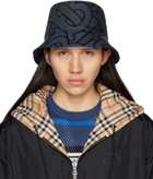 Burberry Navy Jacquard Bucket Hat