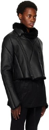 Julius Black Zipped Leather Jacket
