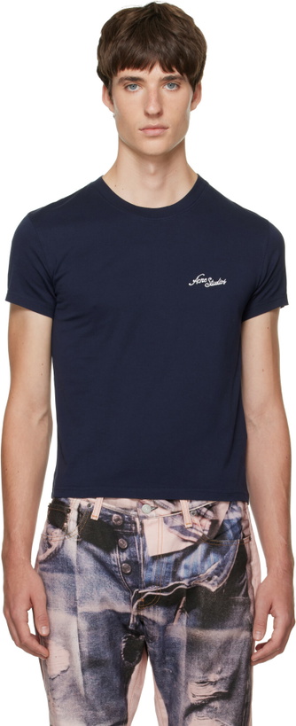 Photo: Acne Studios Navy Jersey Logo T-shirt