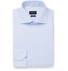 Ermenegildo Zegna - Light-Blue Cutaway-Collar Checked Cotton Shirt - Blue