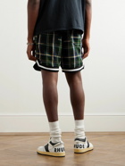 Rhude - Logo-Embroidered Checked Cotton-Flannel Drawstring Shorts - Green
