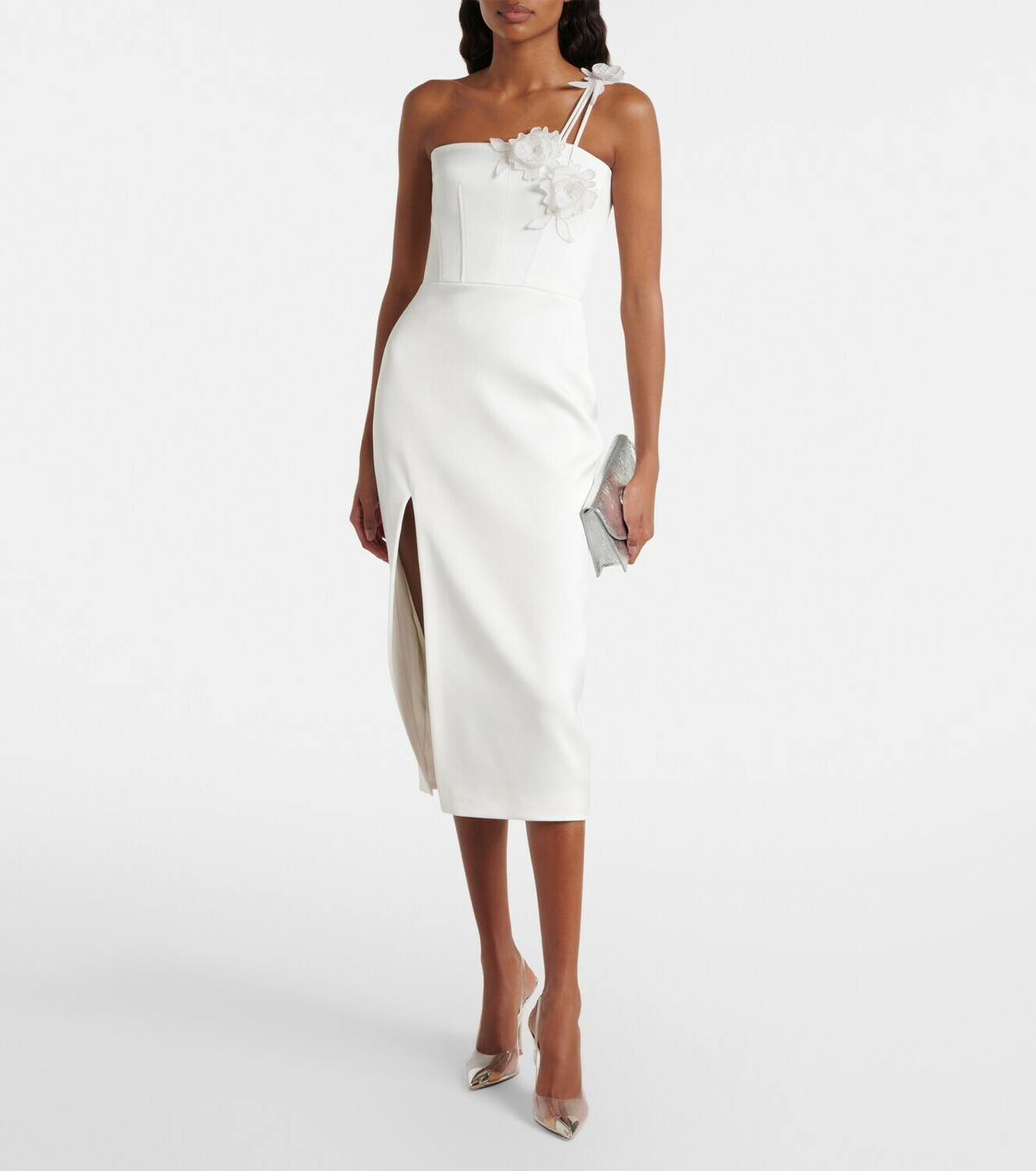 David Koma Floral-appliqué bustier dress