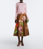 Oscar de la Renta Floral cotton-blend midi skirt