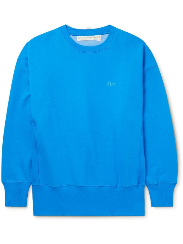 Photo: Abc. 123. - Webbing-Trimmed Logo-Embroidered Cotton-Blend Jersey Sweatshirt - Blue