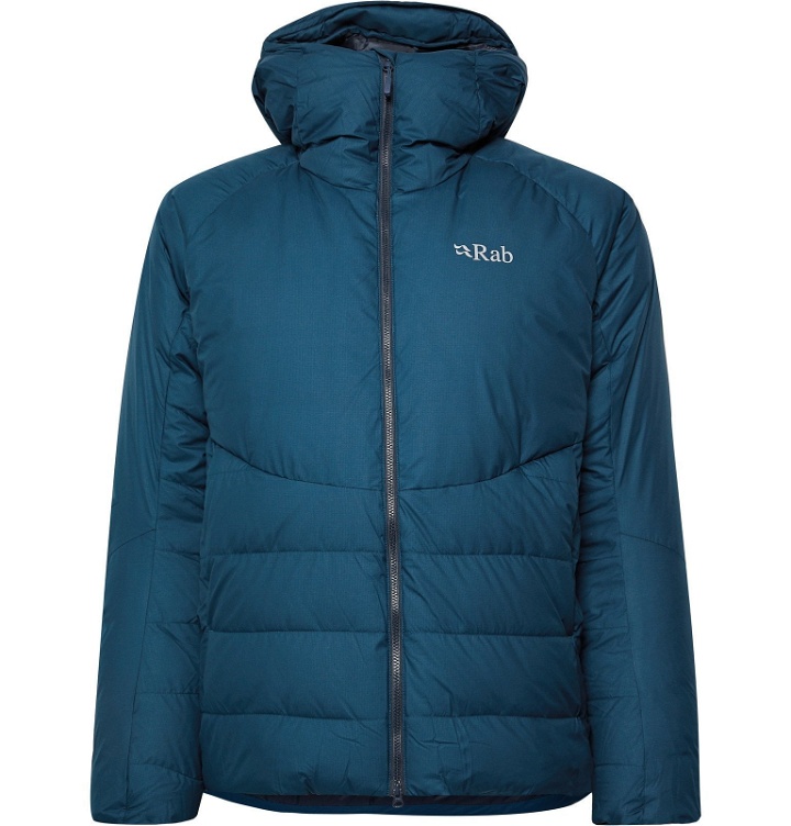 Photo: Rab - Infinity Light Quilted GORE-TEX Infinium Hooded Down Jacket - Blue