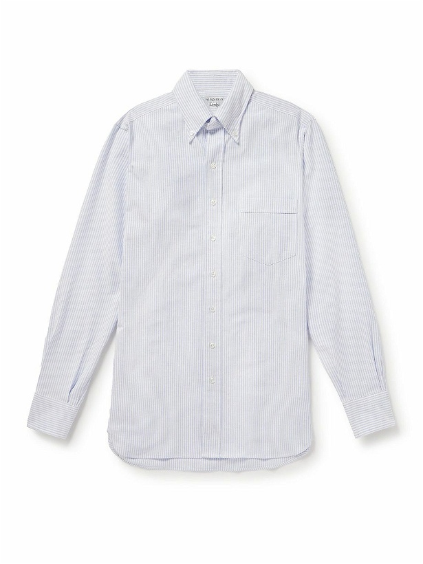 Photo: Kingsman - Button-Down Collar Striped Cotton Shirt - Blue