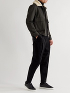 Mr P. - Tapered Pleated Cotton and Cashmere-Blend Corduroy Trousers - Black