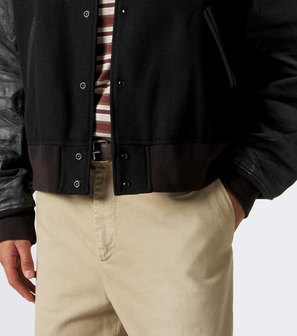 Visvim Wool, linen, and leather varsity jacket
