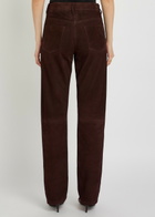 Khaite Callum Straight-leg Suede Trousers Dark Brown
