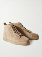 Christian Louboutin - Louis Orlato Grosgrain-Trimmed Suede High-Top Sneakers - Neutrals