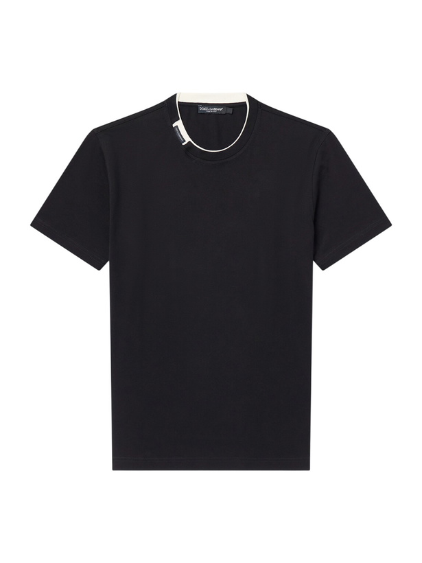 Photo: Dolce&Gabbana - Logo-Appliquéd Cotton-Jersey T-Shirt - Black