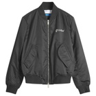 Off-White Men's Script Nylon Varsity Bomber Jacket in Black