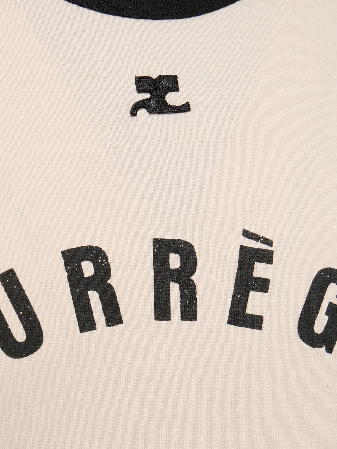 COURREGES Logo Print Cotton T-shirt with buckle