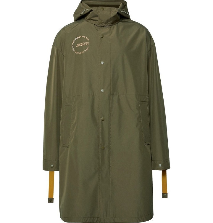 Photo: Helmut Lang - Oversized Logo-Print Recycled Shell Hooded Parka - Green