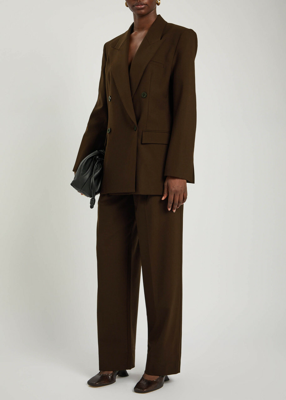 Esse Studios Onus Pleated Woven Trousers Brown