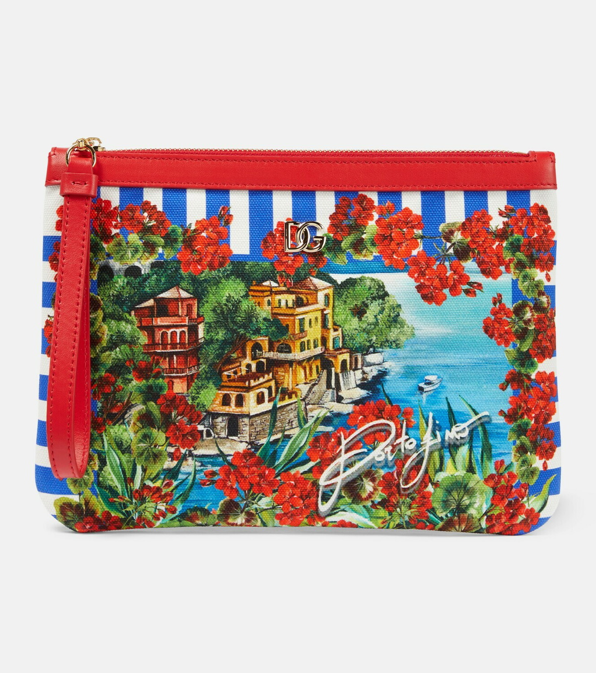 Dolce&Gabbana Portofino printed canvas pouch