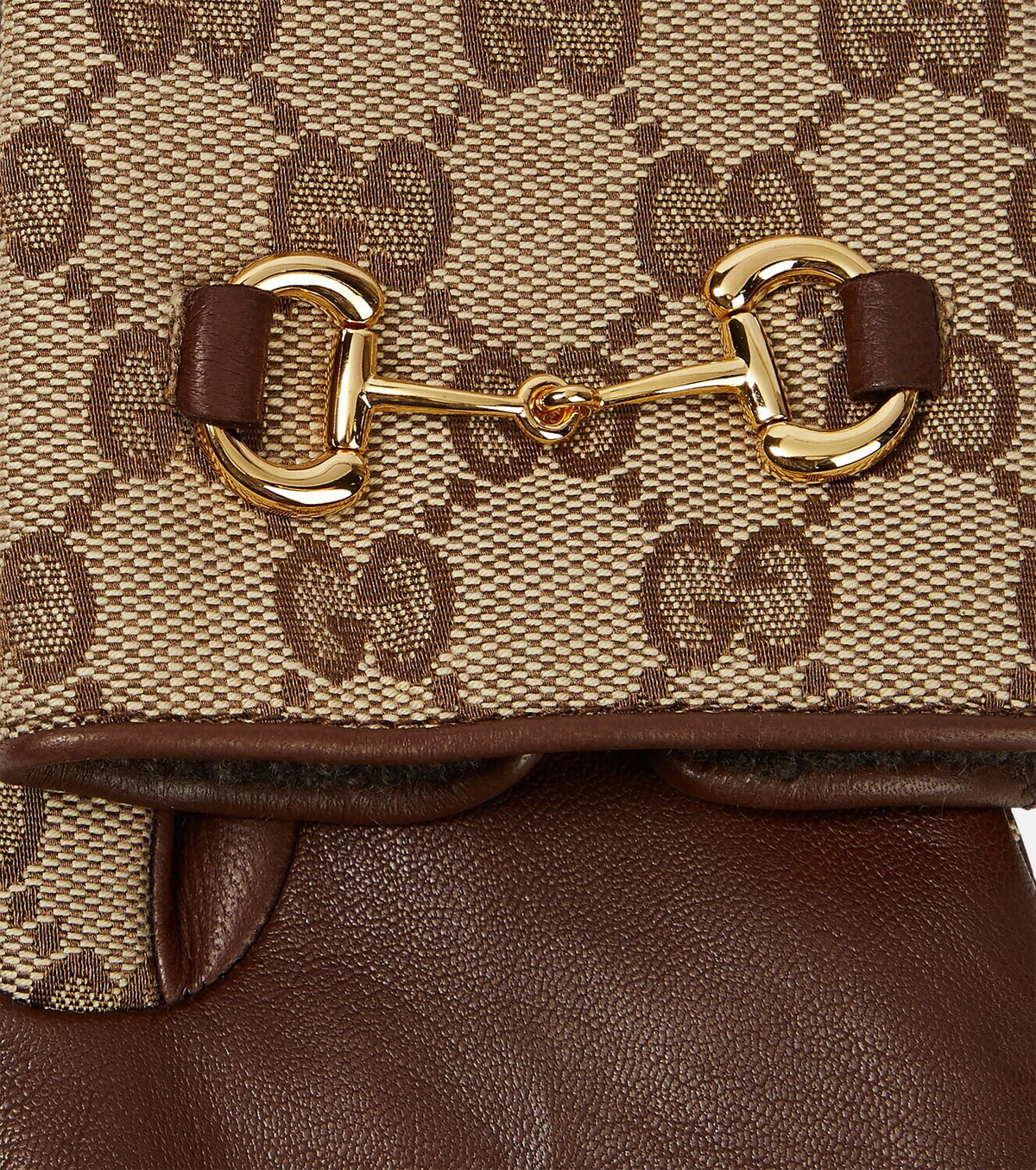 Gucci Logo leather-trimmed gloves