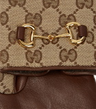 Gucci Logo leather-trimmed gloves